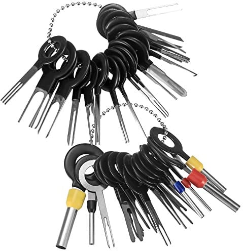 Auto Entriegelungswerkzeug, KFZ Kabel Stecker Ausbau Werkzeug, Auspinwerkzeug Terminal Removal Tool Kit, Steckverbindung Ausbauwerkzeug für Flach Rundsteckkontakte (schwarz 41PCS)