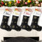 DecroXmas Personalisierte Weihnachtsstrümpfe mit Namen, Weihnachtsstrümpfe Custom Name 6 Pack Black Plüsch Gold Pailletten Schneeflocke Stickstrümpfe Bulk Candy Bag für Kamin