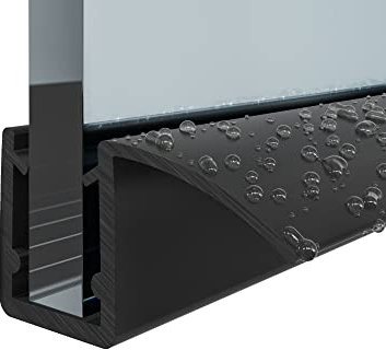 Black Shower Door Deflector Seal | 4-6mm or 7-8mm Versions | Pivot Door Shower Seal Strip (7-8mm Glass)