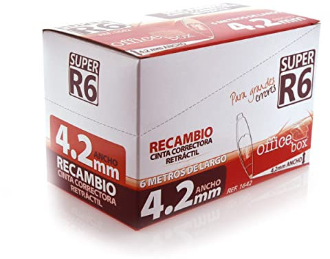 Ersatzteile SUPER R6 Korrekturband - 4,2 mm breit x 6 m lang - von Office Box (24 Stück, 4,2 mm breit)