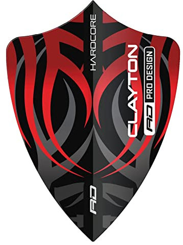 RED DRAGON Hardcore Jonny Clayton Rot Dragon Freestyle Dart-Flüge - 3 Sätze pro Packung (insgesamt 9 Dart-Flüge)