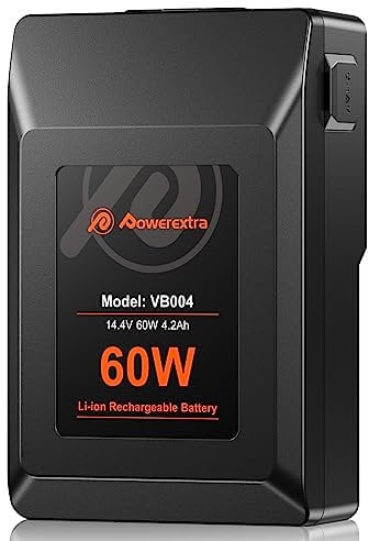 V Mount Battery,Powerextra V Lock Battery 14.4V 60Wh 4500mAh Support 45W PD USB-C Fast Charging,Multiple Port Including USB,Type-C,D-TAP,Compatible for Camcorder Blackmagic BMPCC 4k/6k Camera Monitor