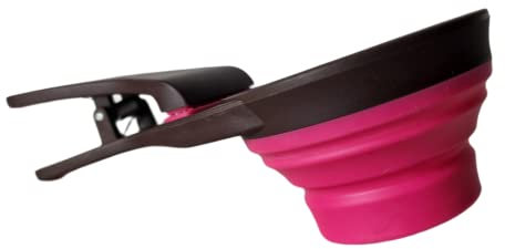 ZENDEU Cuchara Multiusos de Silicona para Comida de Mascotas, taza de medición plegable y clip de sellado para bolsa de alimentos (Small-Rose)