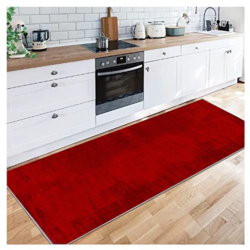Siunwdiy Korridor Teppich, Läufer Teppich Rot - Moderne Muster, Rutschfest, Waschbar - Mikrofaser Teppiche Läufer für Flur, Badezimmer, Wohnzimmer, Bettläufer, Küchenteppiche, 100x160cm
