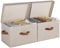 StorageWorks Wardrobe Storage Boxes with Lids, Large Fabric Boxes for Shelves, Decorative Storage Baskets with Lids for Closet Shelf Storage Organising Clothes, Brown and Beige, 2-Pack