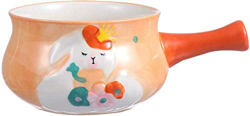 VIXPET Ceramic Milk Pot Mini Onion Soup Bowls French Soup Bowl Porcelain Bowl Bowl Saucepan with Handles for Soup Chili Beef Salad Noodles Baking 17.5cm-A