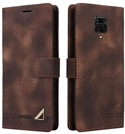 OKZone Kompatibel mit Xiaomi Redmi Note 9 Pro/Note 9 Pro Max/Note 9S Hülle, Halterung Standfunktion Kartenfach Wallet Schutzhülle 360 Grad Stoßfest Premium Leder Schutzhülle Handyhülle (Braun)