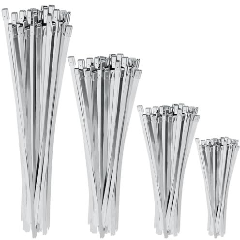 Edelstahl Kabelbinder, SEPGLITTER 180 Stück Metall Rostfrei Selbstsichernde Edelstahl Selbstsichernde Metallkabelbinder für Kabelmanagement Hitzeschutzband Auspuffrohre