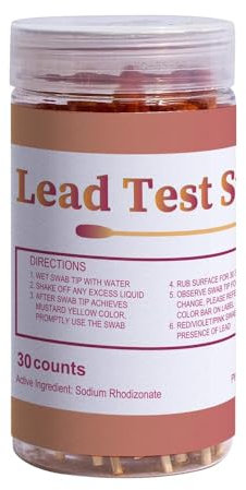 Blei-Testkit, Blei-Testtupfer für alle gestrichenen Oberflächen, Keramik, Geschirr, Metall, Holz, Blei-Teststreifen für den Heimgebrauch, schnelle Testergebnisse in 30s (30Stück/Flasche)