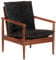 vidaXL Sessel, Ledersessel mit Vintage Design, Sofasessel mit Armlehnen, Vintage Sessel Loungesessel TV Sessel, Schwarz Echtleder Massivholz Akazie
