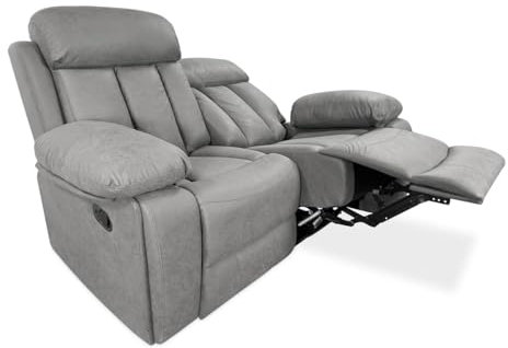 Homey - Sofá de 2 Plazas con Función Relax, Modelo Havana con Reclinación Manual de Respaldo y Resposapiés, Medidas: 152 cm (Ancho) x 103,5 cm (Alto) x 93 cm (Fondo), Gris Marengo