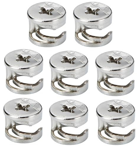 8 connettori eccentrici per mobili, 14,8 x 11,5 mm, dado di chiusura per mobili, eccentrici per mobili, cassetti, cassetti e armadi