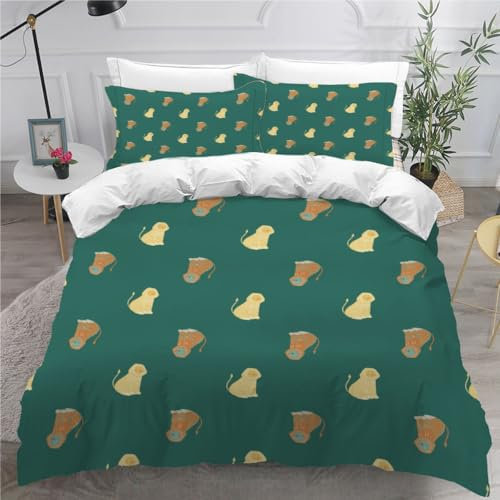 ViriVi Bettwäsche 220x240 3 teilig Karikatur Bettwäsche 3D Bettbezug Set Tier Mikrofaser Bettwäsche-Set-1 x Bettbezug 220x240cm mit verdecktem Reißverschluss + 2 x Kissenbezug 80x80cm
