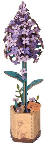 Rolife 3D Wooden Puzzle Flowers Bouquet Wooden Bloom Craft Model Kits for Adults Eternal Flowers Romantic Gift for Her Women Mom Christmas/Birthday/Valentine's Day/Mother's Day (Lilac)