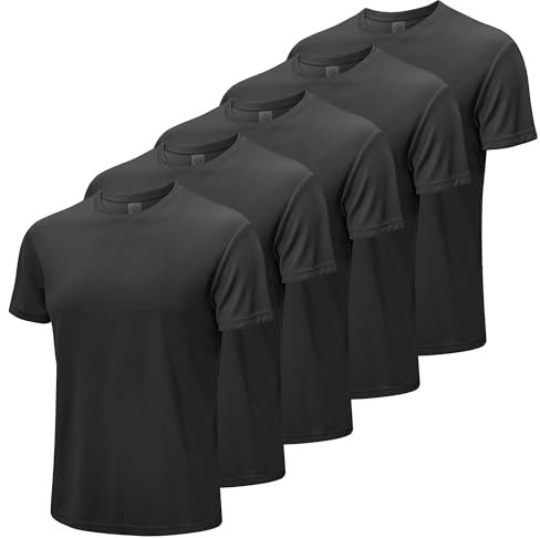 MEETWEE Men Sport Shirt 5Pcs Short Sleeve Running Tops Quick Dry Breathable Gym T-Shirt Workout