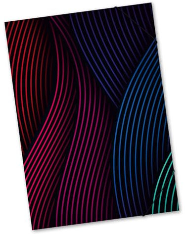 itenga große Zeichenmappe mit Motiv DIN A2 - Gummizugmappe Sammelmappe - für Kinder Jugendliche Schüler Mädchen Jungen Erwachsene (Wellen - A2)