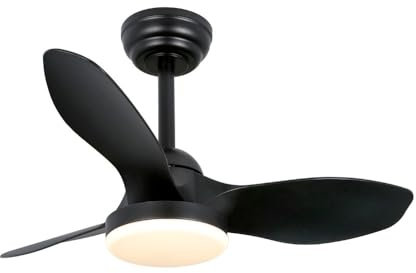 wonderlamp - Ventilador pequeño ø 80cm LED Cavil Mini S Negro, Intensidad de luz regulable con mando