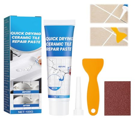 Pasta Ripara Piastrelle, Crema per Riparazioni Murali, Pasta per Riparazione Ceramica, per Fori di Crepe,Ripara Efficacemente Graffi e Graffiti sui Muri