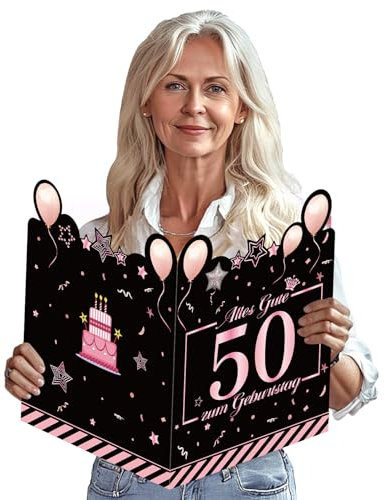 Yibat Geburtstagskarte 50 Frau Groß 63x40cm,Karte 50 Geburtstag Mann,50 Geburtstag Frauen Deko,Geburtstagskarten 50 Jahre Rosegold,50. Geburtstag Gästebuch Karten Danke Geschenke,GrußKarten