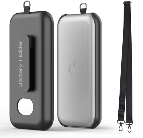 Tragbare Akku-Abdeckung für Apple Vision Pro VR-Headset mit Schultergurt, schwarz, Gürtelclip, Akku-Halterung für Apple VR-Zubehör (ohne Akku)