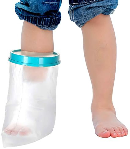 VURYAPI Wasserdichte Fußgipsabdeckung zum Duschen: Gips- und Verbandschutz zum Baden, Gipsabdeckung, transparenter Gipsverband und Verband, wiederverwendbarer wasserdichter Schutz trocken