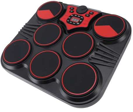 7 Pad Tabletop Electric Set, Kit with Maple Wood Drumsticks, Lithium Battery Built-in for Sound Cable, Foot Pedal