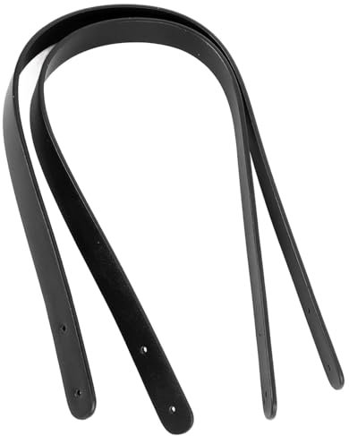 QLEUIFT 1 Paar Leder Taschengriffe Abnehmbare Leder Tasche Gürtel Ersatz Griff DIY Ersatz Tote Taschengriffe Handtasche Zubehör Für Einkaufstasche Shopper Tote Handtasche (Schwarz)