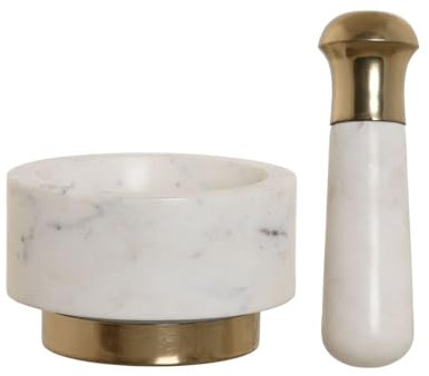 Home ESPRIT Mortier en laiton marbre 12,5 x 12,5 x 7,5 cm