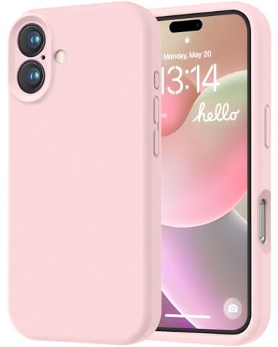 LOVE 3000 Designed for iPhone 16 Case, Premium Silicone with [Soft Anti-Scratch Microfiber Lining] Shockproof Protective Phone Case for Lanyard 6.1, Chalk Pink