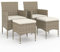 QJBSAVVA Campingsessel Gartenstühle Modern Outdoor Sessel Bistrostuhl - 4-TLG. Gartenstuhl und Hocker Set Poly Rattan Grau für Open Air Café Garten Poolrand Outdoor Restaurant