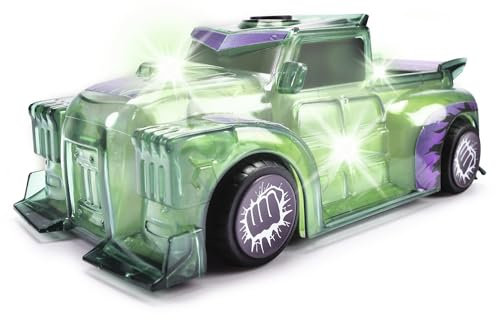 Jada Toys Marvel Light Hero Hulk Auto (15 cm) - Superhelden-Spielzeugauto ab 3 Jahre mit Friktion und coolen Licht- &-Sound-Effekten, Auto-Spielzeug für Kinder, inkl. Batterien