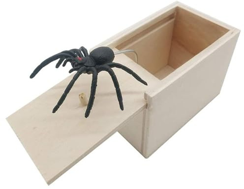 Yulokdwi Spider Prank Box,Spinne Streich Box, Scherzartikel Zum Erschrecken Lustig Spinne In Einer Holzkiste Spielzeug-Streich, Wooden Prank Box with Fake Spiders, for Children, Adults, Party Favours