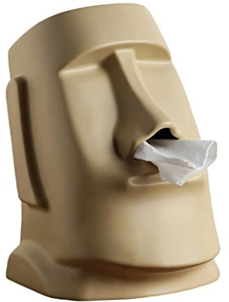 Taschentuchbox Moai Statue Serviettenhalter für Wohnzimmer Hotel Auto Dekor Beige Typ B