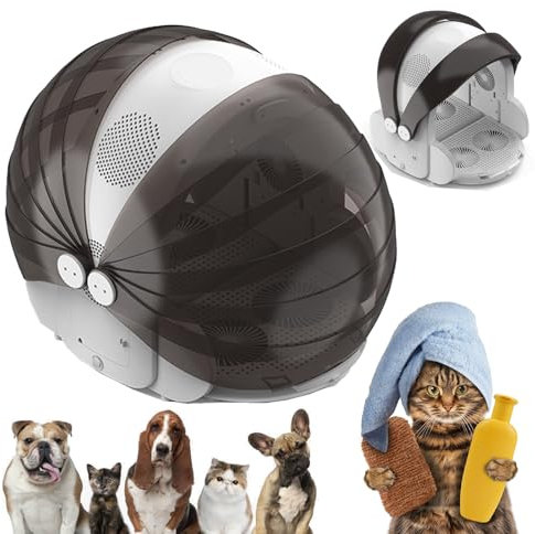 Asciugatrice Automatica per Animali Domestici, Scatola Pieghevole per asciugatrice per Gatti da 60 Litri con Controllo della Temperatura e del Timer, Riscaldamento efficiente a 360°, Macchina