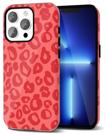 Svanove Cheetah Print Phone Case for iPhone 13 Pro Max Case, Girly Cute Leopard Case for Women, Luxury Trendy Retro Cool Animal Print Design, Aesthetic Pattern Y2k Slim Hard Shell Plastic Cover, Red