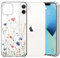 ChoosEU Transparent Hülle für iPhone 12/12 Pro Weich TPU Silikon Case mit Blume Muster Motiv für Mädchen Frauen Dünne Handyhülle Stoßfeste Airbag Schutzhülle Durchsichtig Cover - Blau Rosa