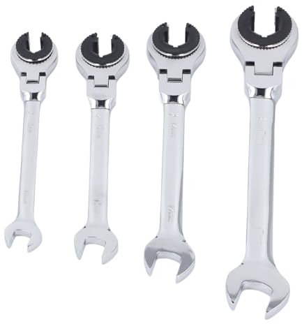 Fictory Bremsleitungsschlüssel-Set, 72 Zähne, verstellbarer Winkel für 10 mm - 17 mm Muttern, vielseitiger Ratschenschlüssel für Automobil- und HVAC-Aufgaben