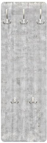 Wandgarderobe inkl. 5 Haken 3D Steinoptik platzsparendes Design - Made in Germany - Beton Industrial Flurgarderobe grau schmal Garderobenpaneel 2323