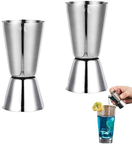 2 Stück Cocktail Messbecher,Cocktail Doppelmass Skala 2cl 4cl,Cocktail Zubehör,Messbecher Cocktail,Messbecher Metall,Cocktailmessbecher Für Alkohol,Spirituosen,Gin,Cocktails Und Hochwertiges Bar