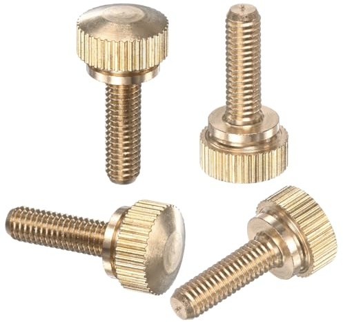 M METERXITY 4-Pack Viti A Manopola Rigate, M5x16mm In Ottone Massiccio Testa Tonda Bulloni Con Presa A Spalla Per Viti Occhiali/PC Computer, Punta Filettata Rigata A Manopola