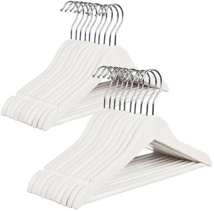 OGIVO Kinder-Kleiderbügel – Set er 20 – Kinder Kleiderbügel aus Holz – 32 cm – Kinder Holzbügel Weiß