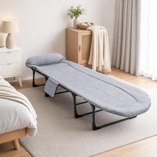 Cama de camping plegable robusta para adultos, 190 cm, cama de dormir con capacidad de 200 kg, para oficina, viaje, exterior, pesca senderismo casa, marco de metal