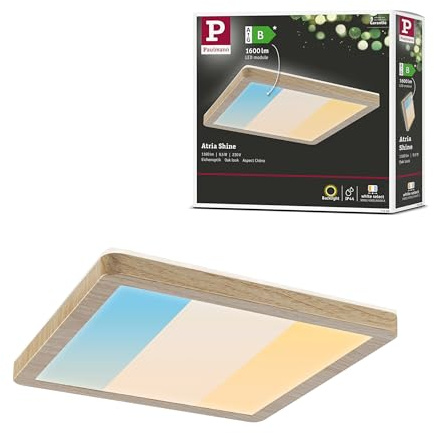 Paulmann 71268 LED Panel Atria Shine IP44 eckig 190x190mm 8W 1160lm 3000-6500K Holzoptik