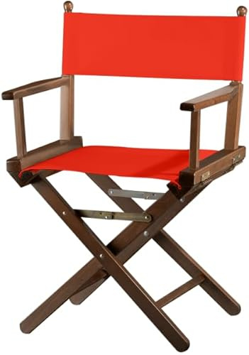ZStyle Regiestuhl, zusammenklappbar, aus Holz und Stoff, platzsparend, für Garten, Haus, Camping, Catering, Terrasse, Hochzeit, Restaurant, Bar, Innen- und Außenbereich (Walnuss-Schaft – roter Stoff)