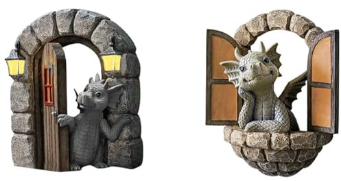Rersduyt Cute Mini Dragon Model Resin Decoration Household Pendant Outdoor Garden Crafts Decoration Gift 2PCS