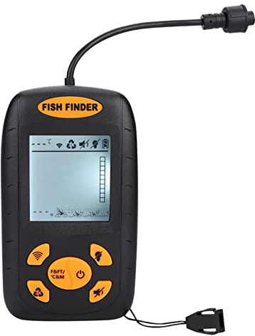 TIKATARER Fischfinder, Erkennt Fischposition, Wassertemperatur, Tiefe, Bodenprofil mit LED-Hintergrundbeleuchtung, 45°-Erfassungswinkel für den Einsatz Beim Angeln bei Tag und Nacht
