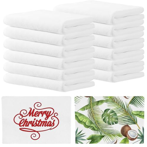 HFZCV 32er Set Sublimations-Handtücher Blanko - 40x60cm Weiße Mikrofaser Geschirrtücher zum Bedrucken - DIY Küchentücher für Transferdruck & Bestickung - Weich, Saugfähig & Fusselfrei