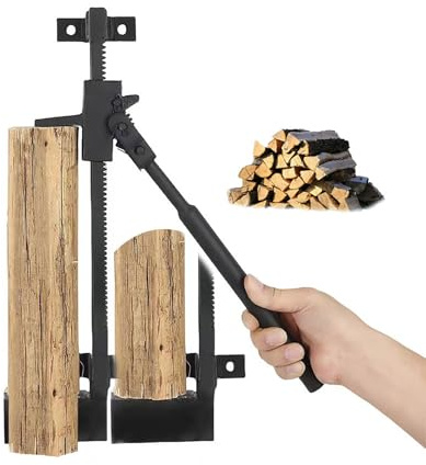 Manual Wall-mounted Log Splitter, Heavy Duty Wood Kindling Splitter for Fireplace, Stove, or Camping Use - Black