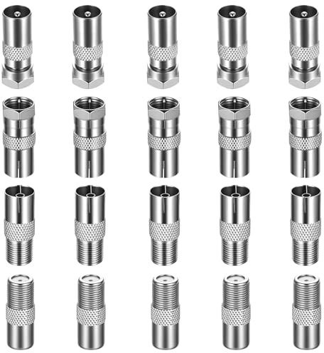 LYIMCHONG 20 Stück Antennenstecker Adapter, SAT Kabel Verbinder, F Stecker Verbinder, Koaxialkabel Verbinders, F männliche/weibliche Koax Stecker für Satellitenkabel Adapter
