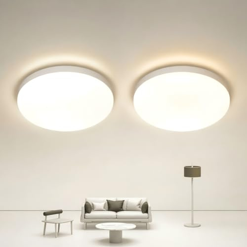 MGEELED 2 Stück Deckenlampe LED Deckenleuchte, 36W 4000K 4300LM IP44 | Wasserfest Rund Flach Badlampe Decke Modern Schlicht Lampe Ultra Dünn für Badezimmer Küche Keller Schlafzimmer Flur Ø23CM